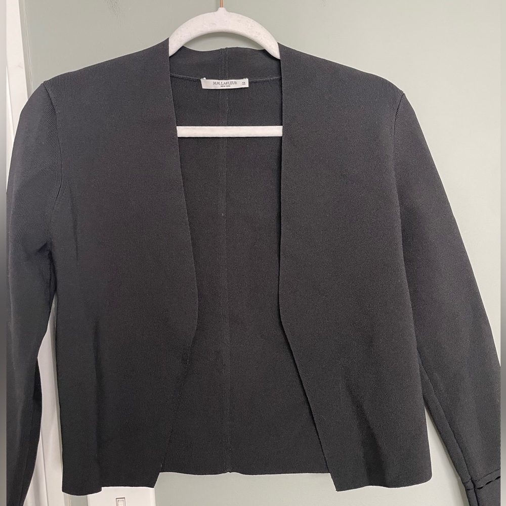MM Lafleur "Sant Ambroeus" Jardigan Black Cropped Open Front Cardigan Jacket - Picture 15 of 17